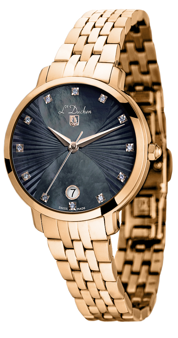 Женские часы L`Duchen Eternity D 801.40.31, механизм кварцевый, циферблат черный, браслет нержавеющая сталь — Изображение 2